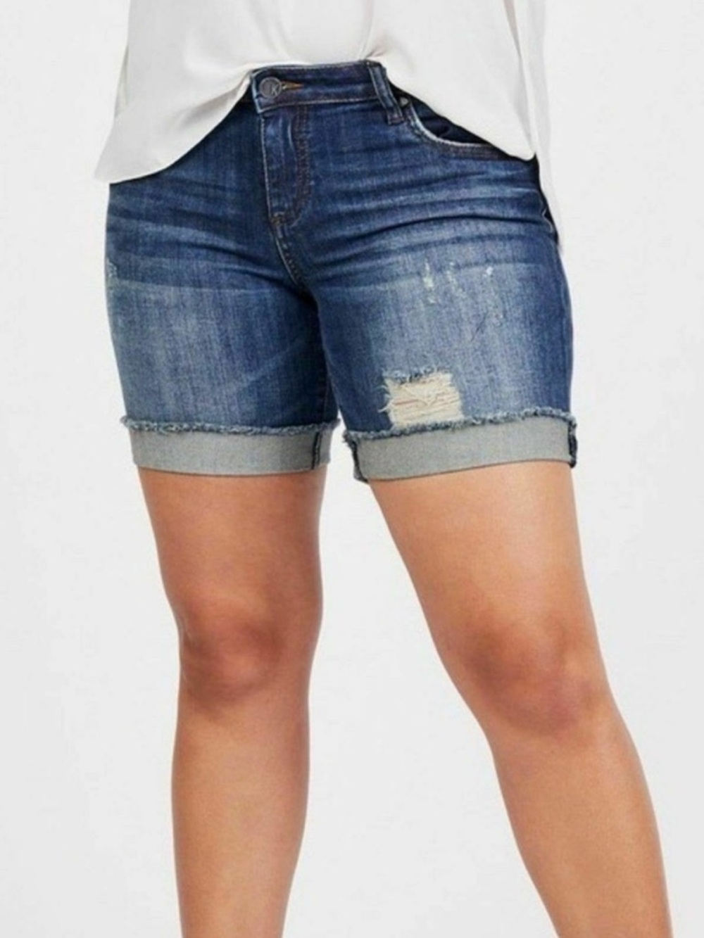 Kut from the Kloth Catherine Boyfriend 7" Shorts Individuality Blue Denim